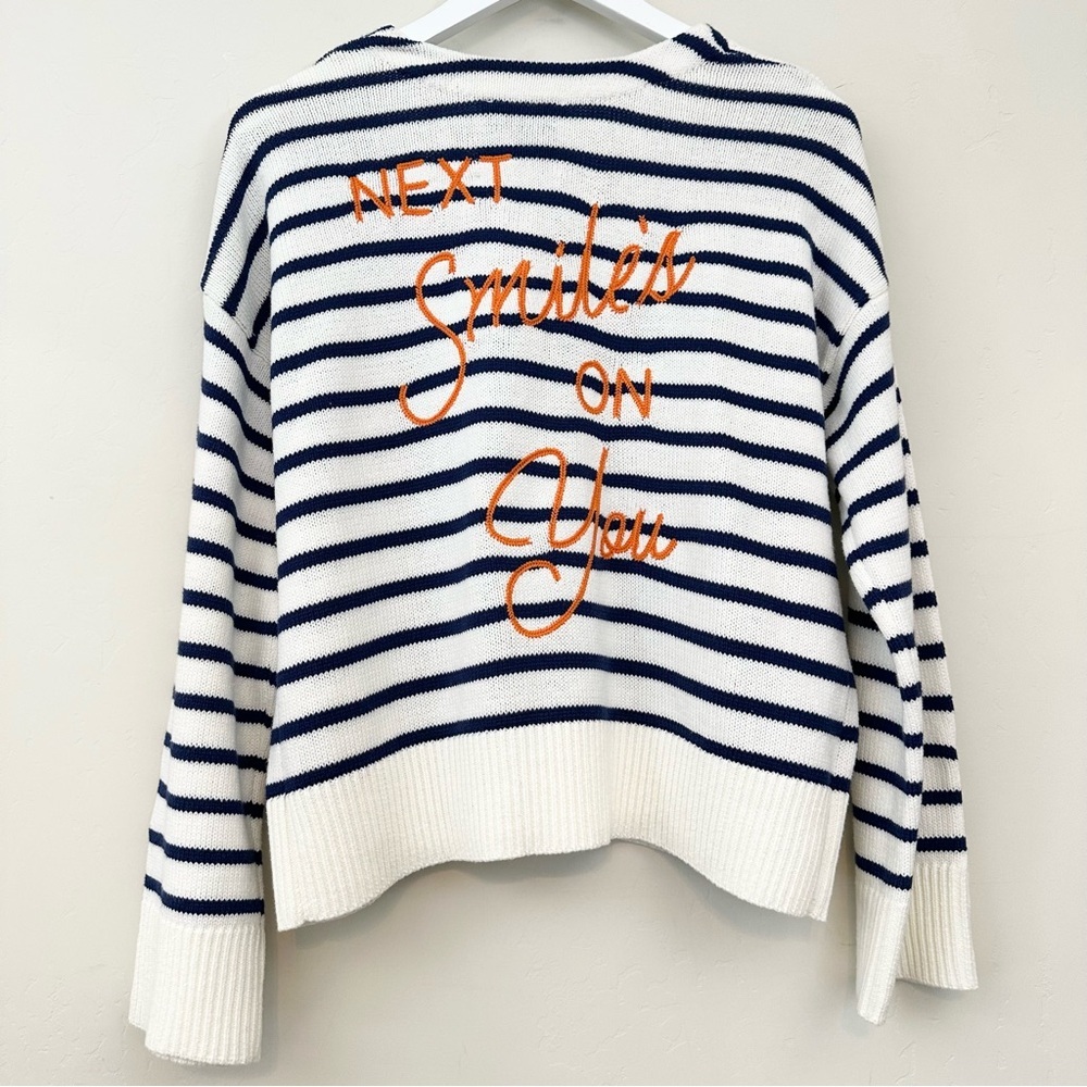Kerri Rosenthal XOKR “Next Smile’s On You” V-neck Striped Sweater